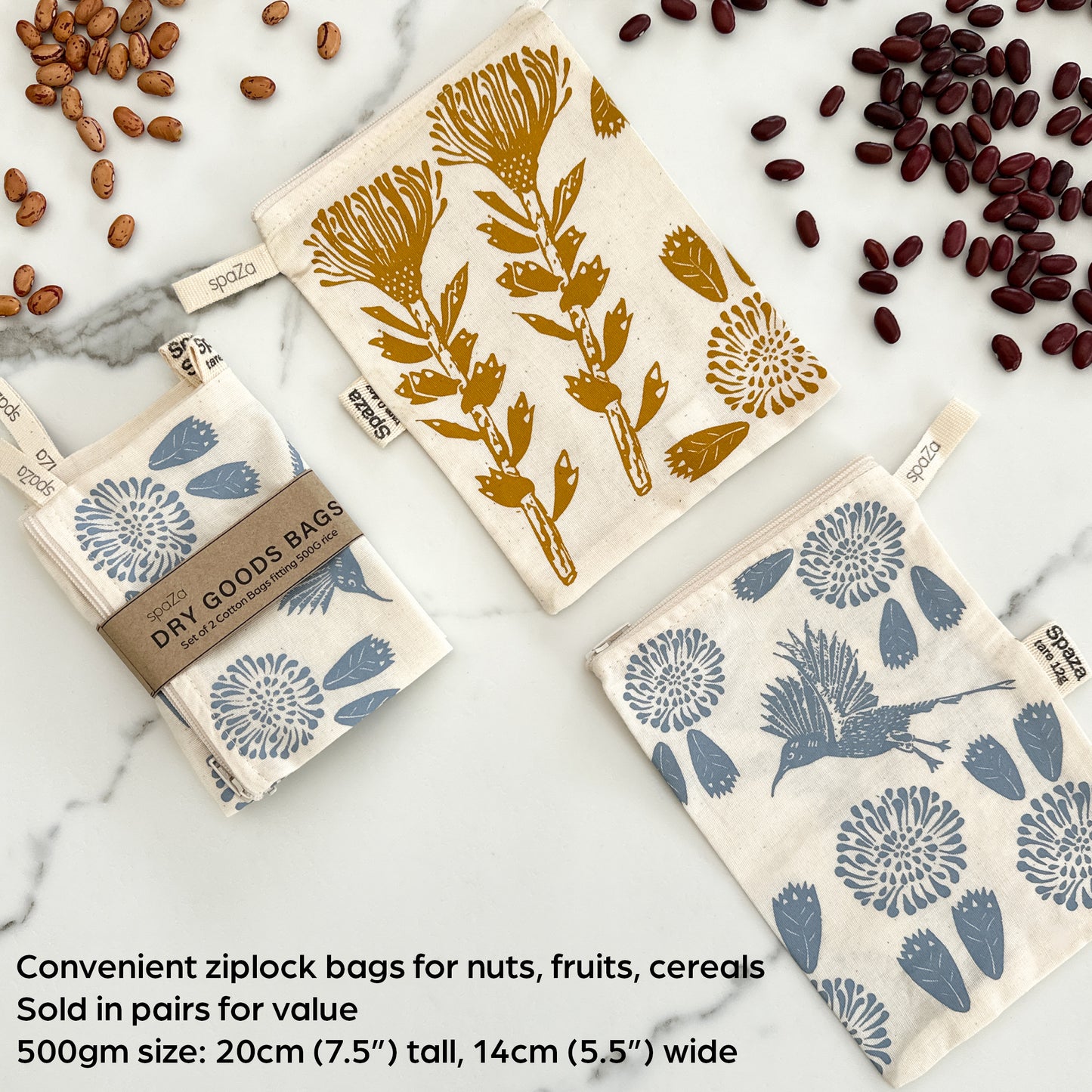 Reusable Zip-Lock Bags | Cotton Set of 2