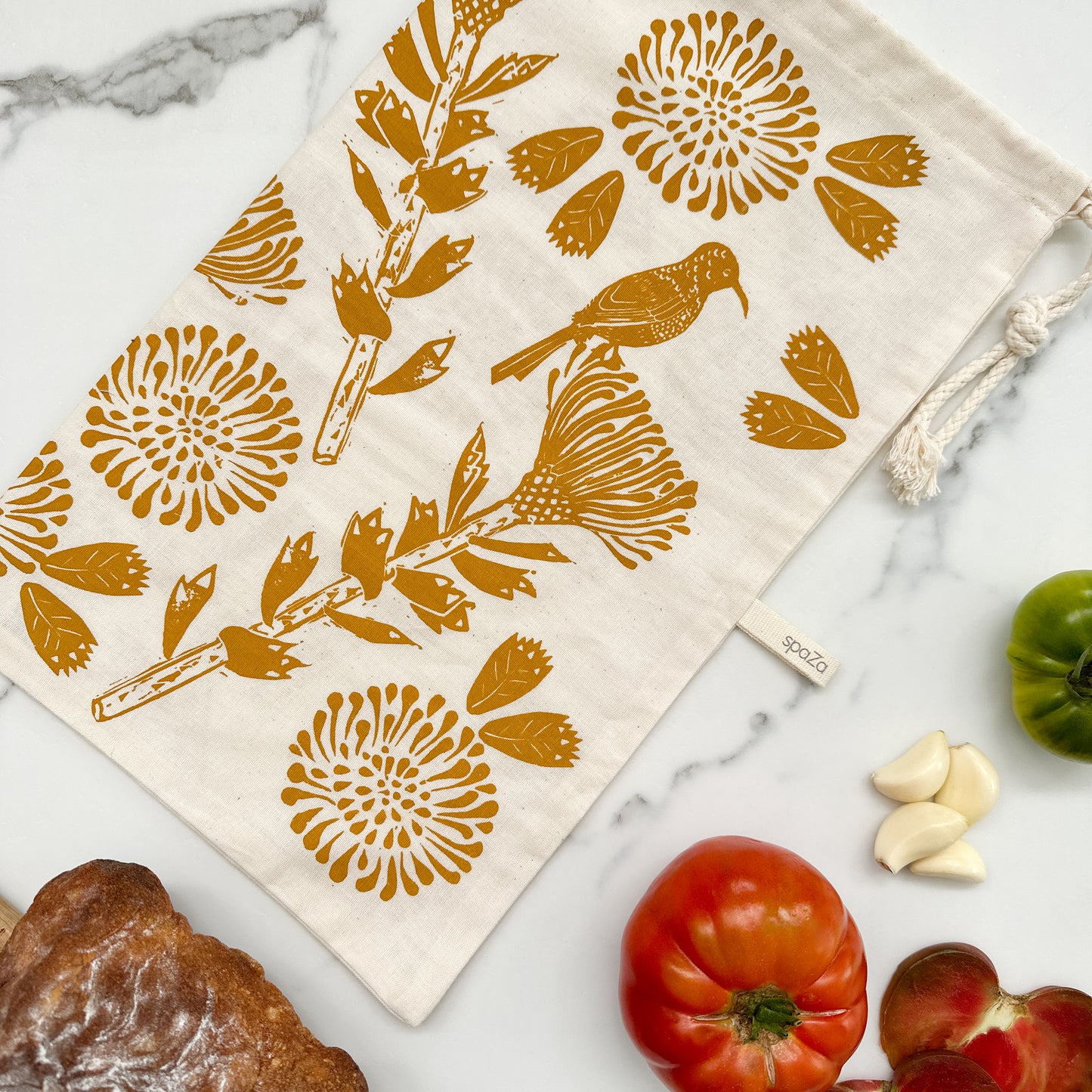 Bread Bag reusable 100% organic cotton 9.5 inch x 16 inch with drawstring