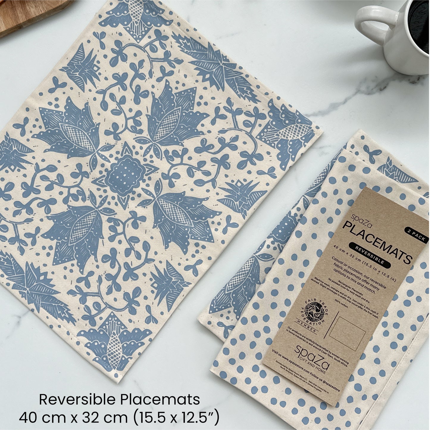 Placemats set of 2 Madiba Print | fabric, reversible table setting