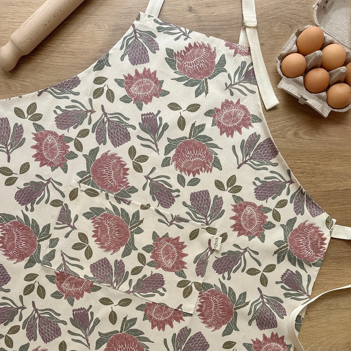 100% Cotton Floral Kitchen Apron | Adjustable with Pocket