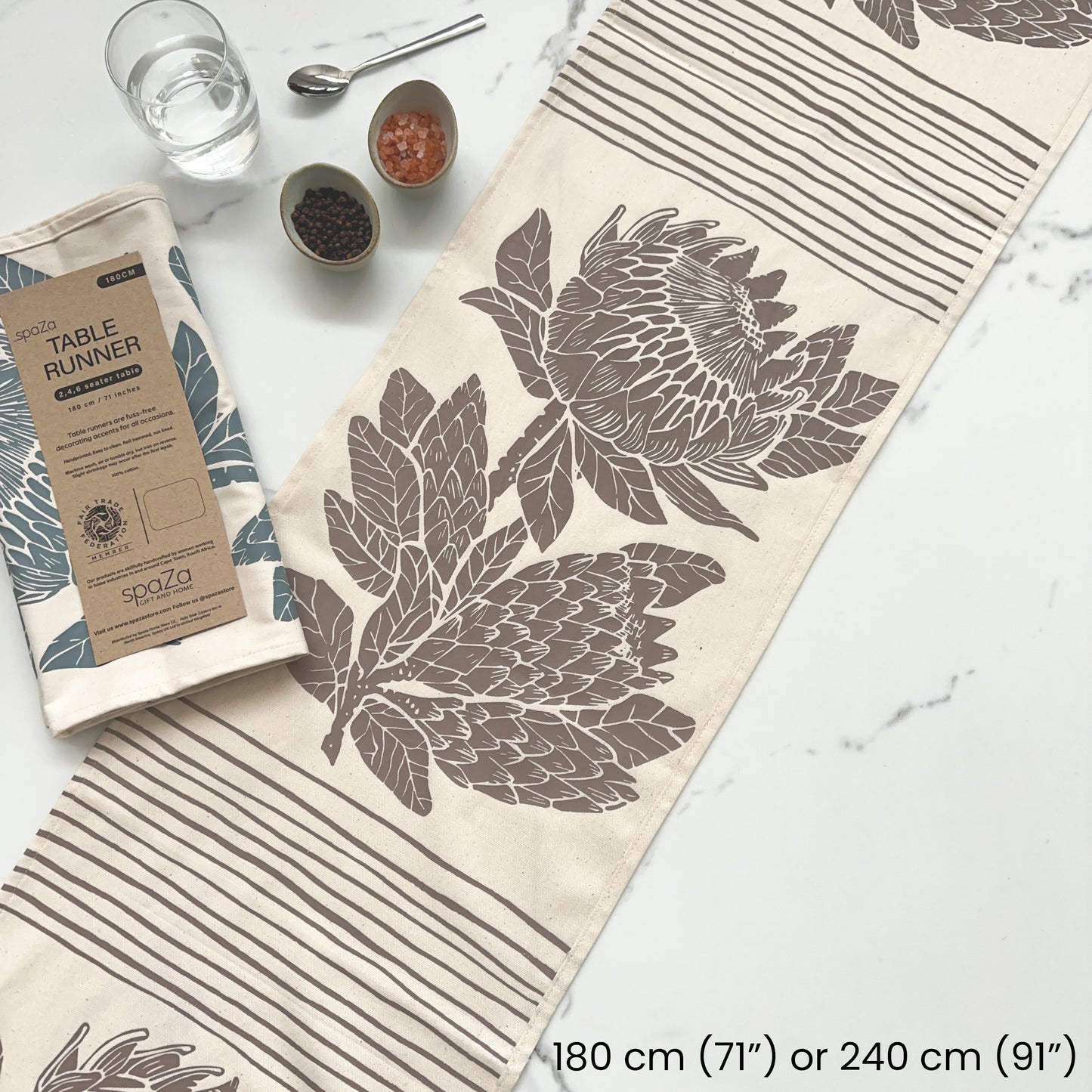 Table Runner Protea Print 180cm or 240cm | tablecloth and table decor