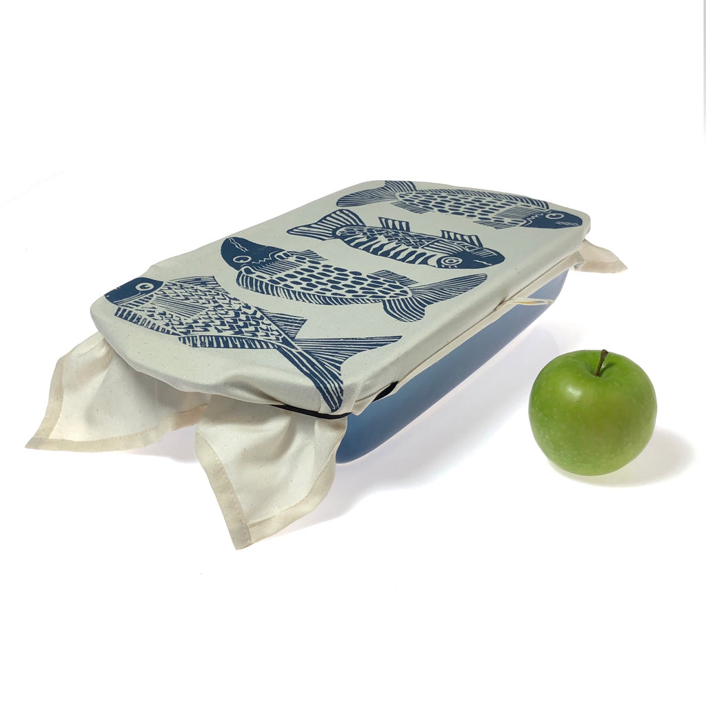 Dish and Casserole Cloth Cover Rectangle Fish Print | casserole dish with handles