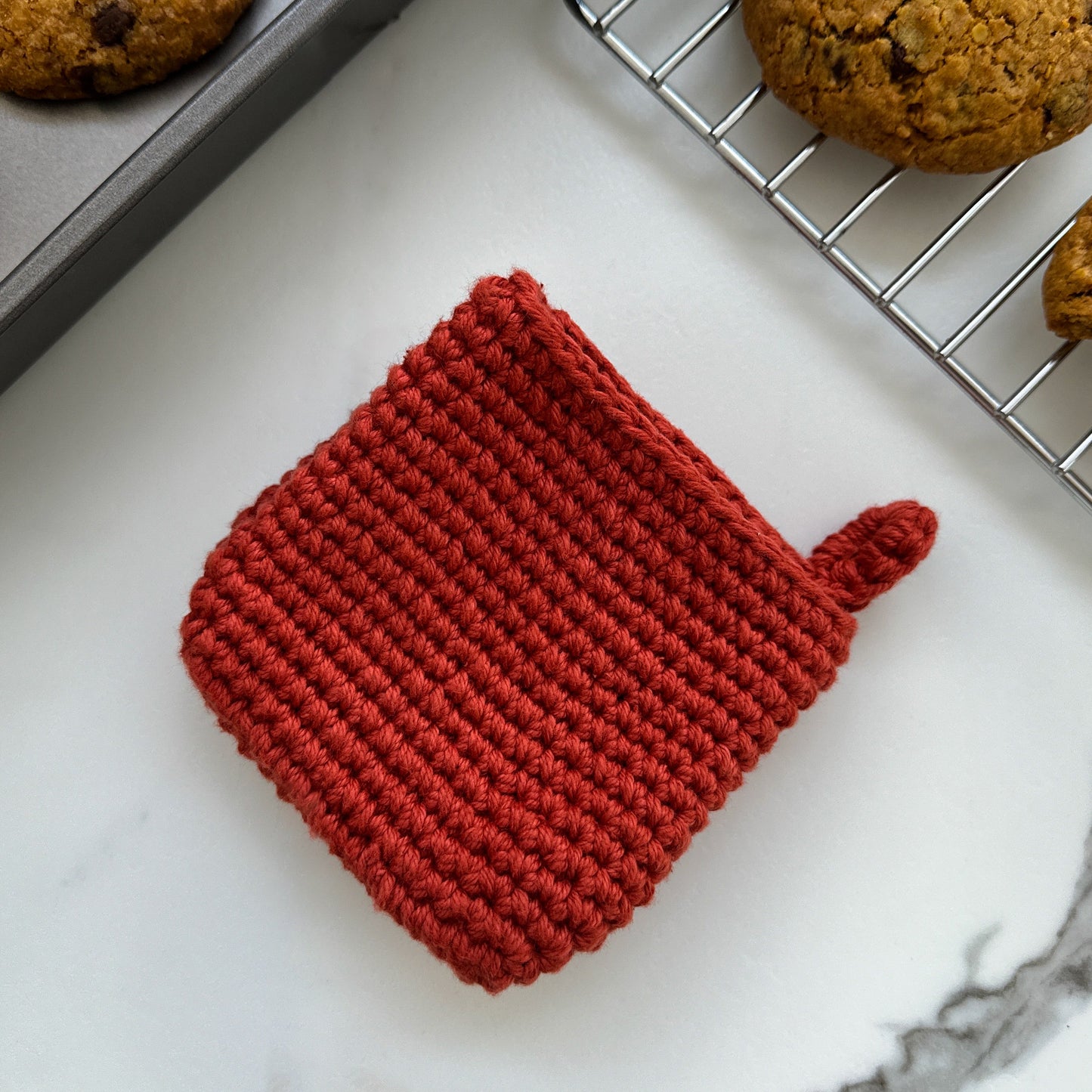 Crochet Potholder Pinch Mitt | exceptional heat resistance, man sized mitt.