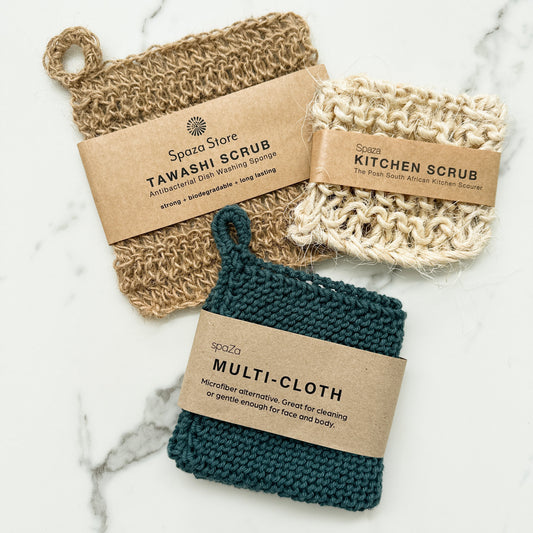Washing Up Set | eco-friendly dishwashing cloth, tawashi and kitchen scrub