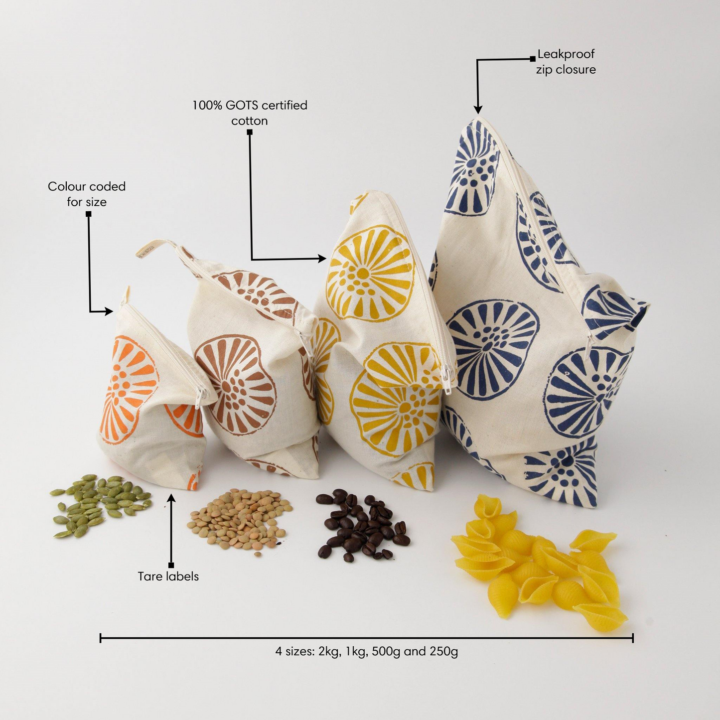 Reusable Zip-Lock Bags | Cotton Set of 4
