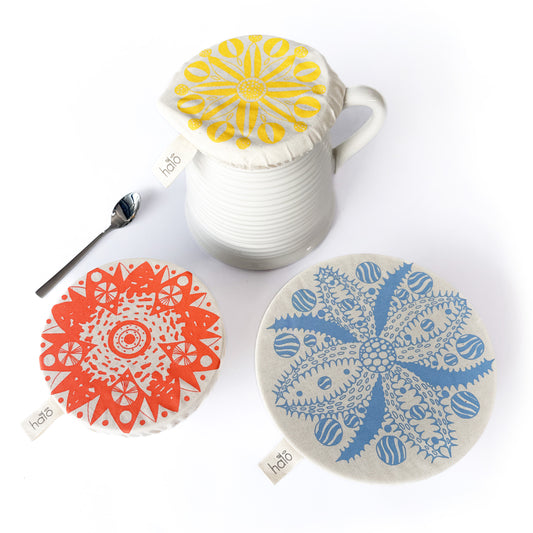 Halo Dish and Bowl Cover Small Set of 3 | Aloe Print