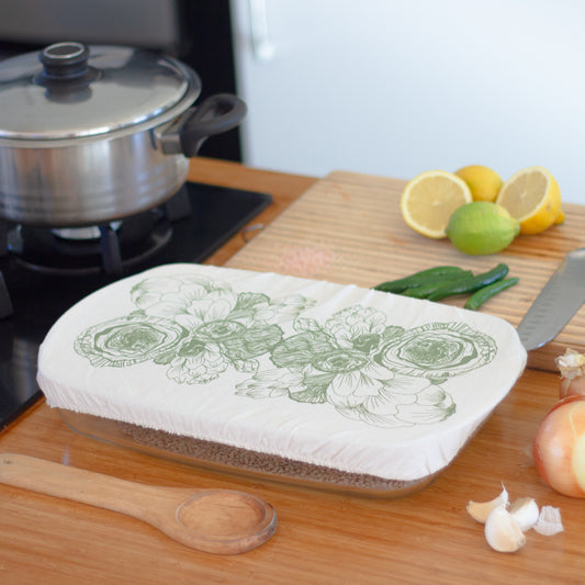 Halo Dish and Casserole Cover Rectangle | Edible Flowers Print