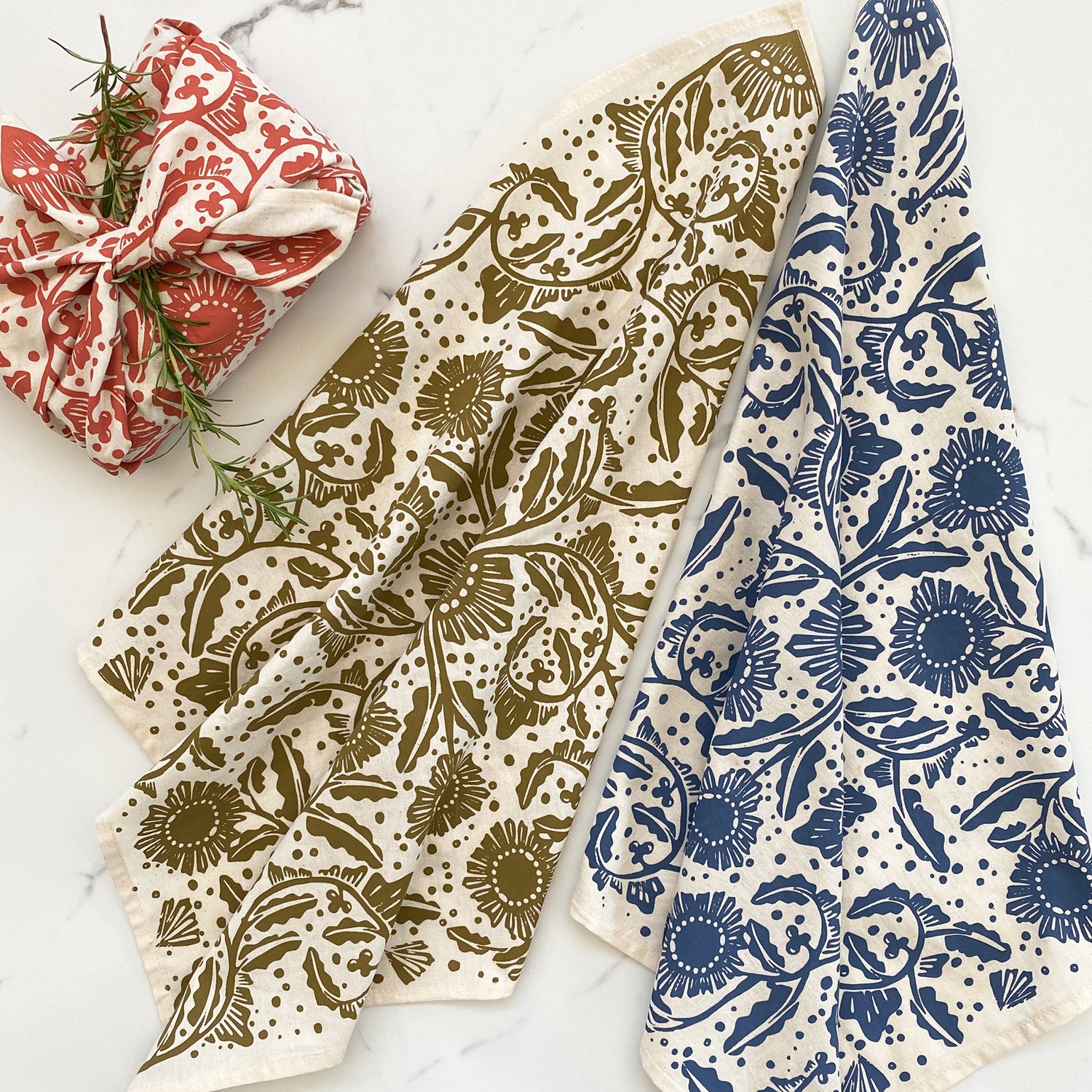 Furoshiki Vegetable Wrap Set of 3 Madiba Print | cloth fabric gift wrap
