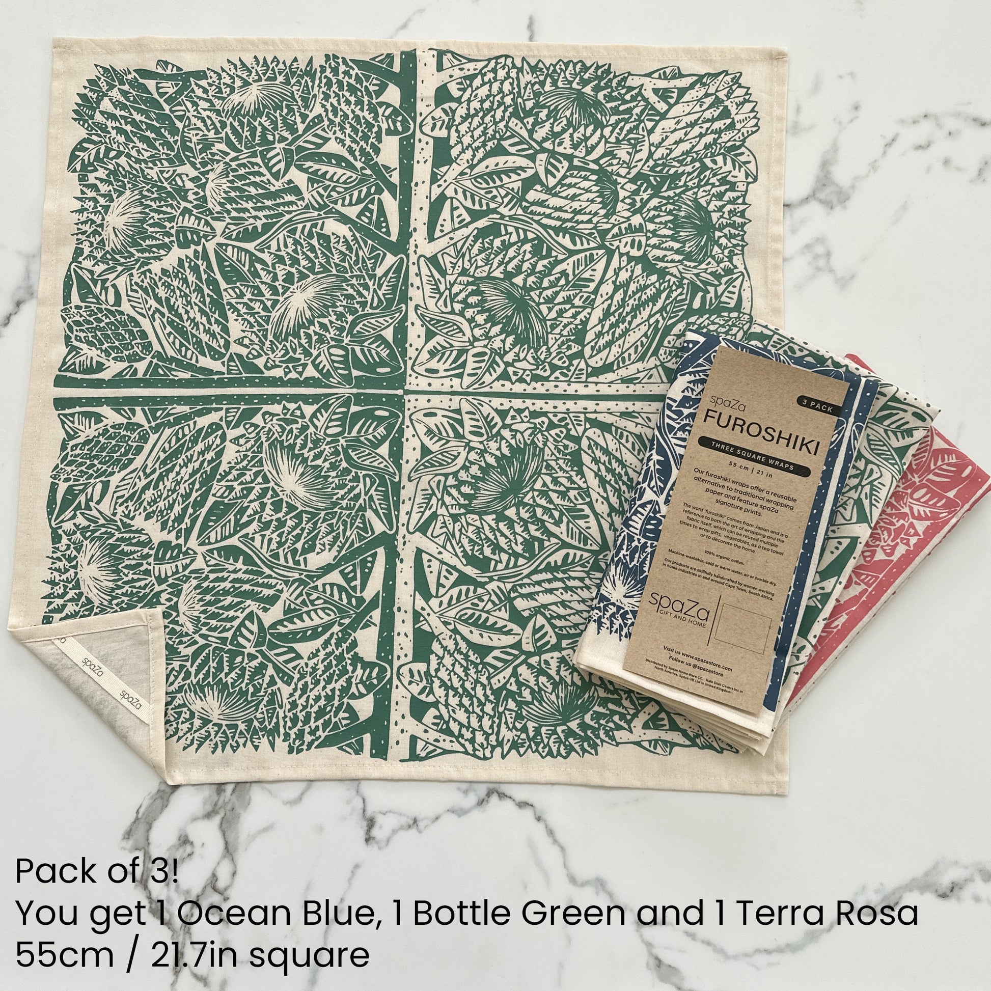 Furoshiki Food Wrap Cloth | 3 Pack | Protea Print