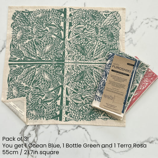Furoshiki Food Wrap Cloth | 3 Pack | Protea Print