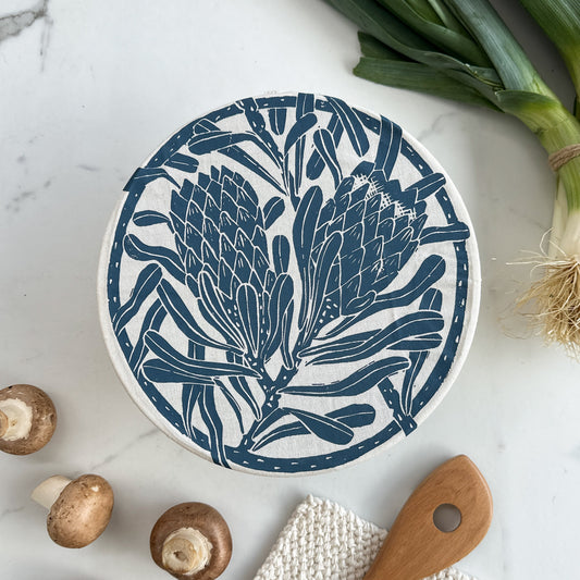 Dish and Bowl Cover Medium Protea Print | handy everyday cover