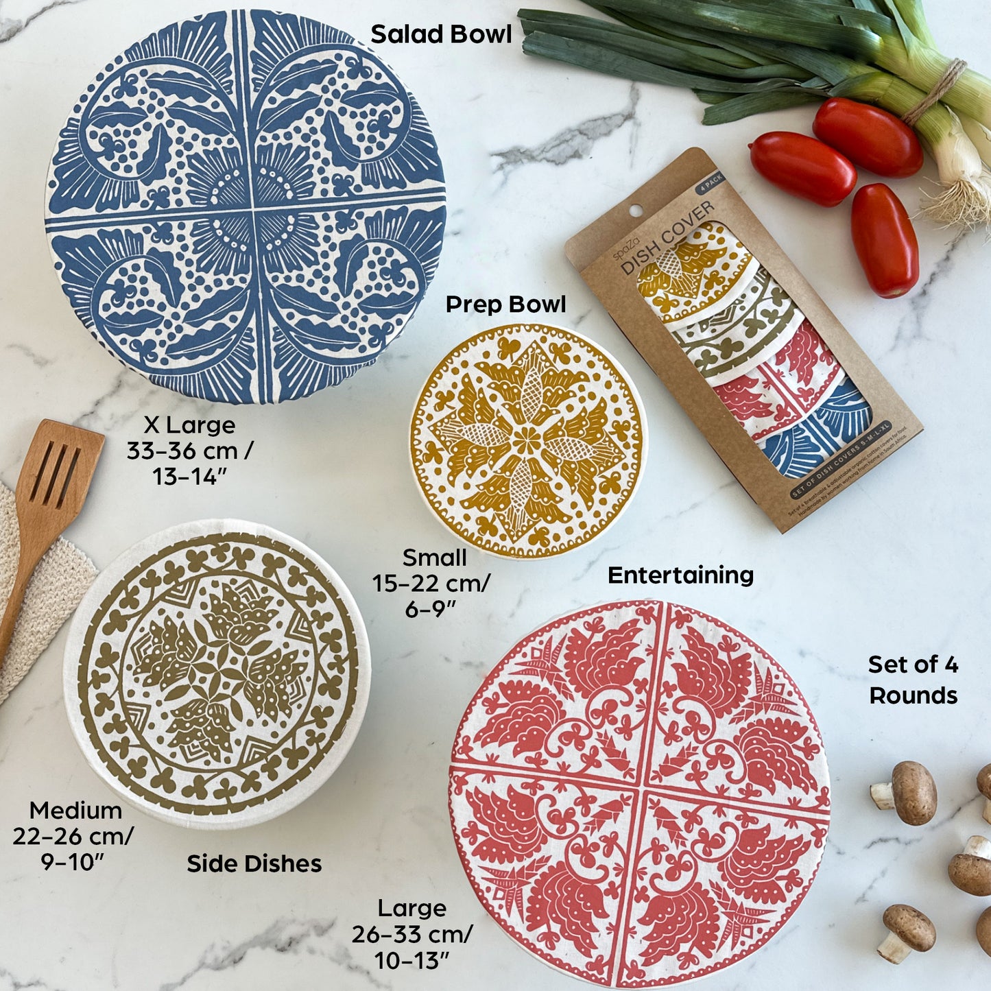 Dish and Bowl Cover Set of 4 | Madiba Print