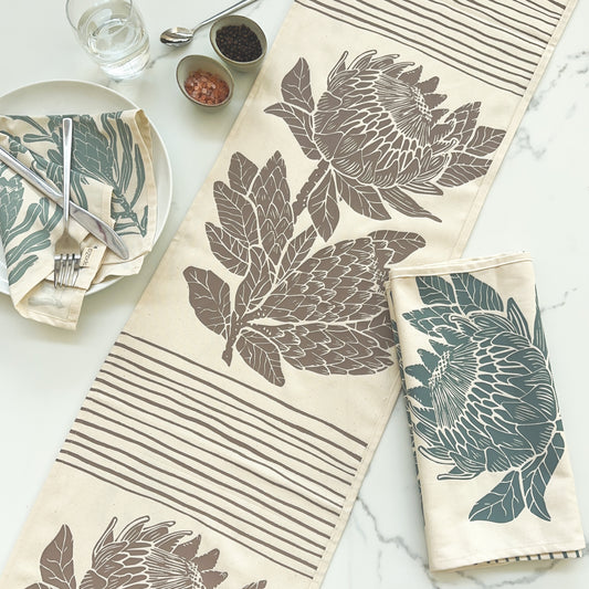 Table Runner Protea Print 180cm or 240cm | tablecloth and table decor