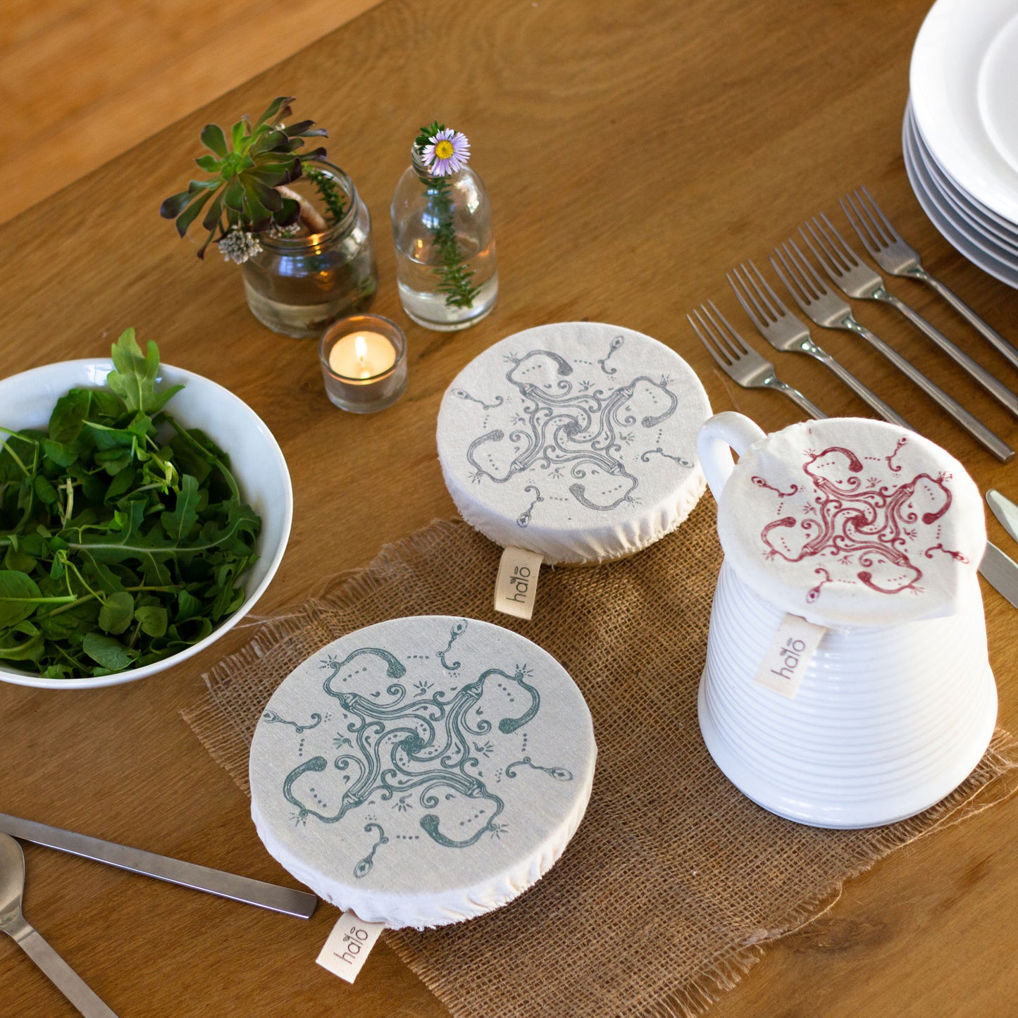 Halo Dish and Bowl Cover Small Set of 3 | Utensils Print