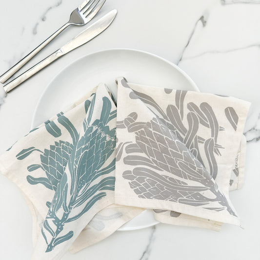 Cotton Table Napkins | Protea Print