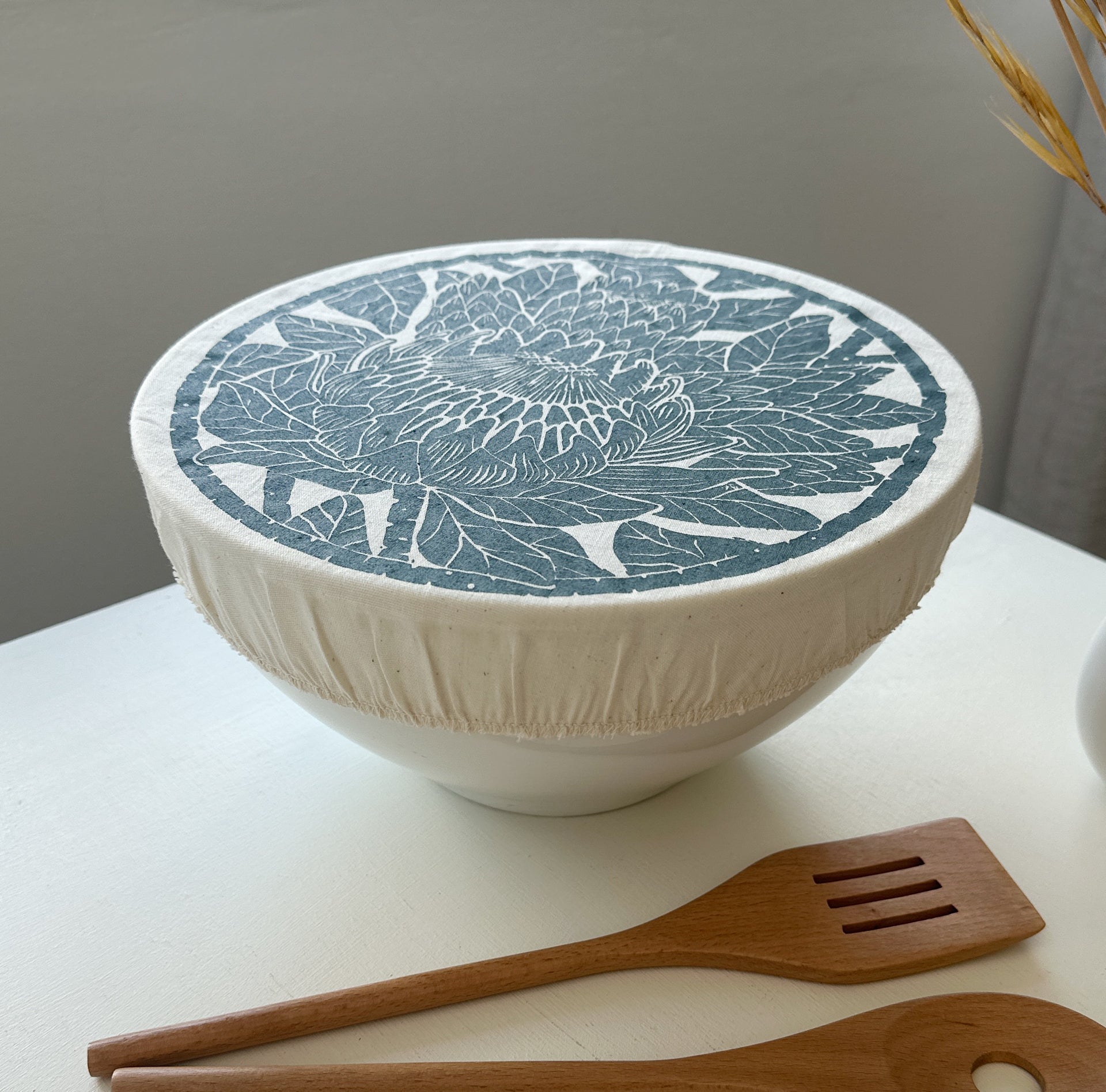 Dish and Bowl Cover Large Protea Print | your salad bowl cover
