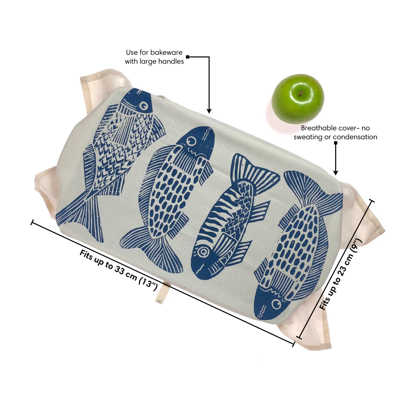 Dish and Casserole Cloth Cover Rectangle Fish Print | casserole dish with handles