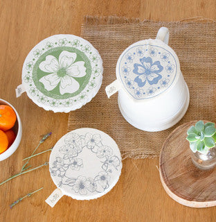 Halo Dish and Bowl Cover Small Set of 3 | Edible Flowers Print