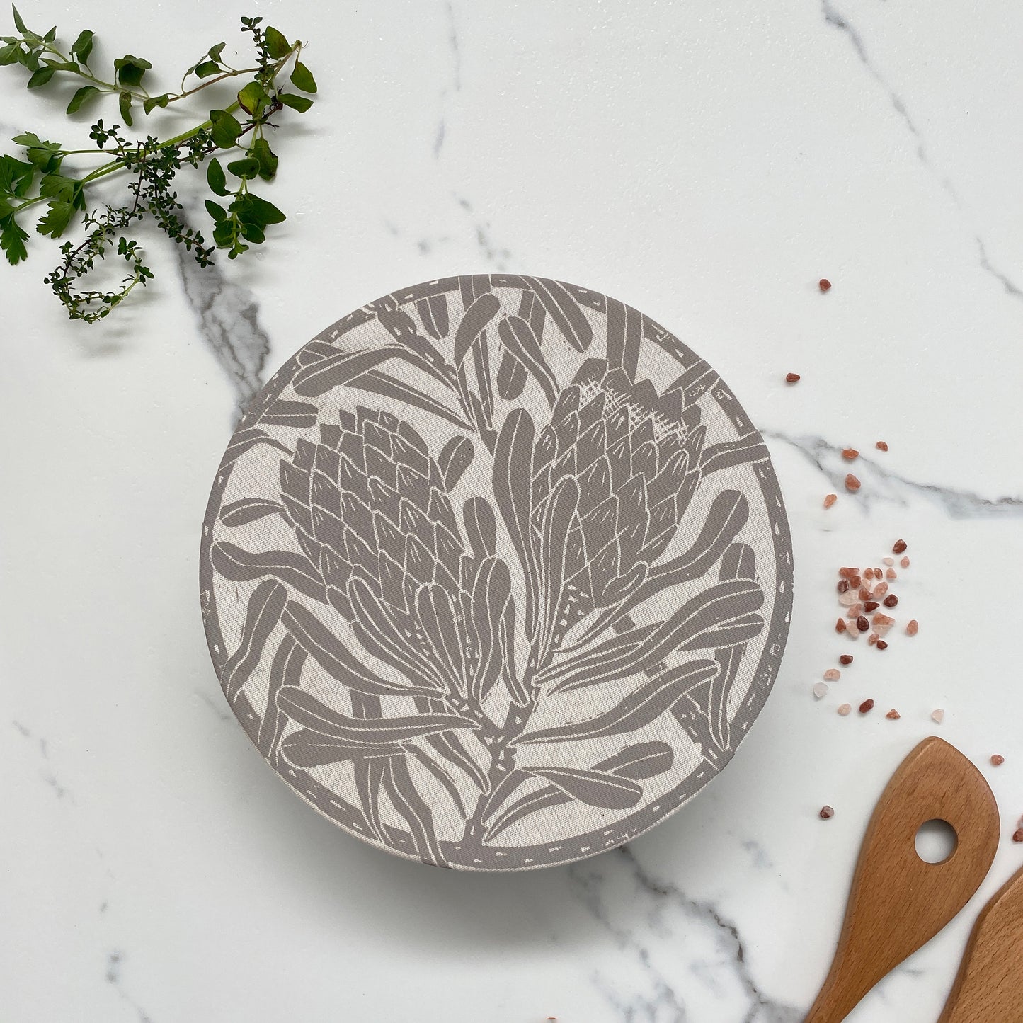 Dish and Bowl Cover Medium Protea Print | handy everyday cover